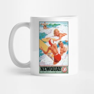 Newquay on the Cornish Coast UK Vintage Poster 1937 Mug